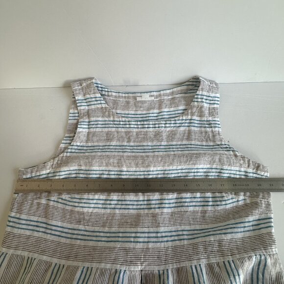 J Jill Love Linen Dress Womens L Striped Summer Pockets Casual Beach Resortwear - Picture 8 of 11